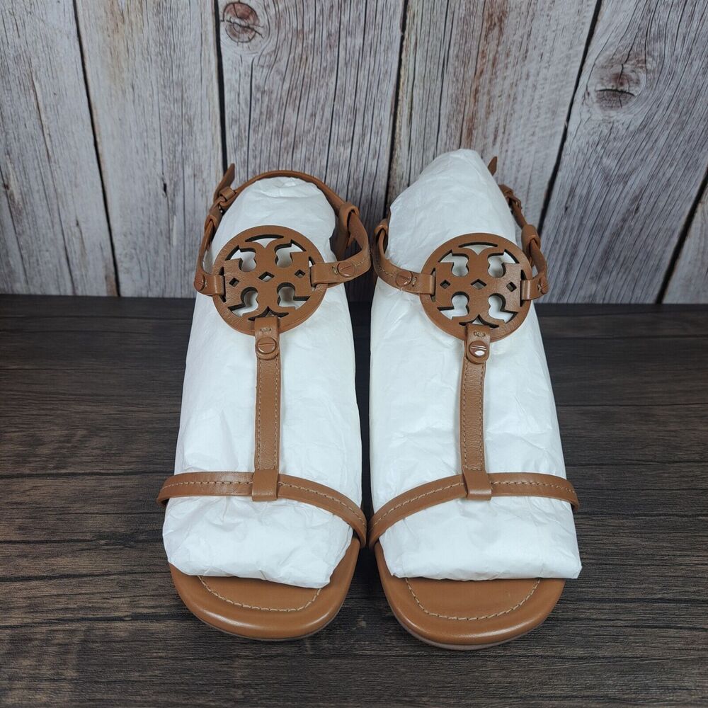 Tory Burch Miller 55mm Strappy Sandals Veg Nappa Women's Sz 9.5 M Royal Tan NIB - Picture 2 of 9